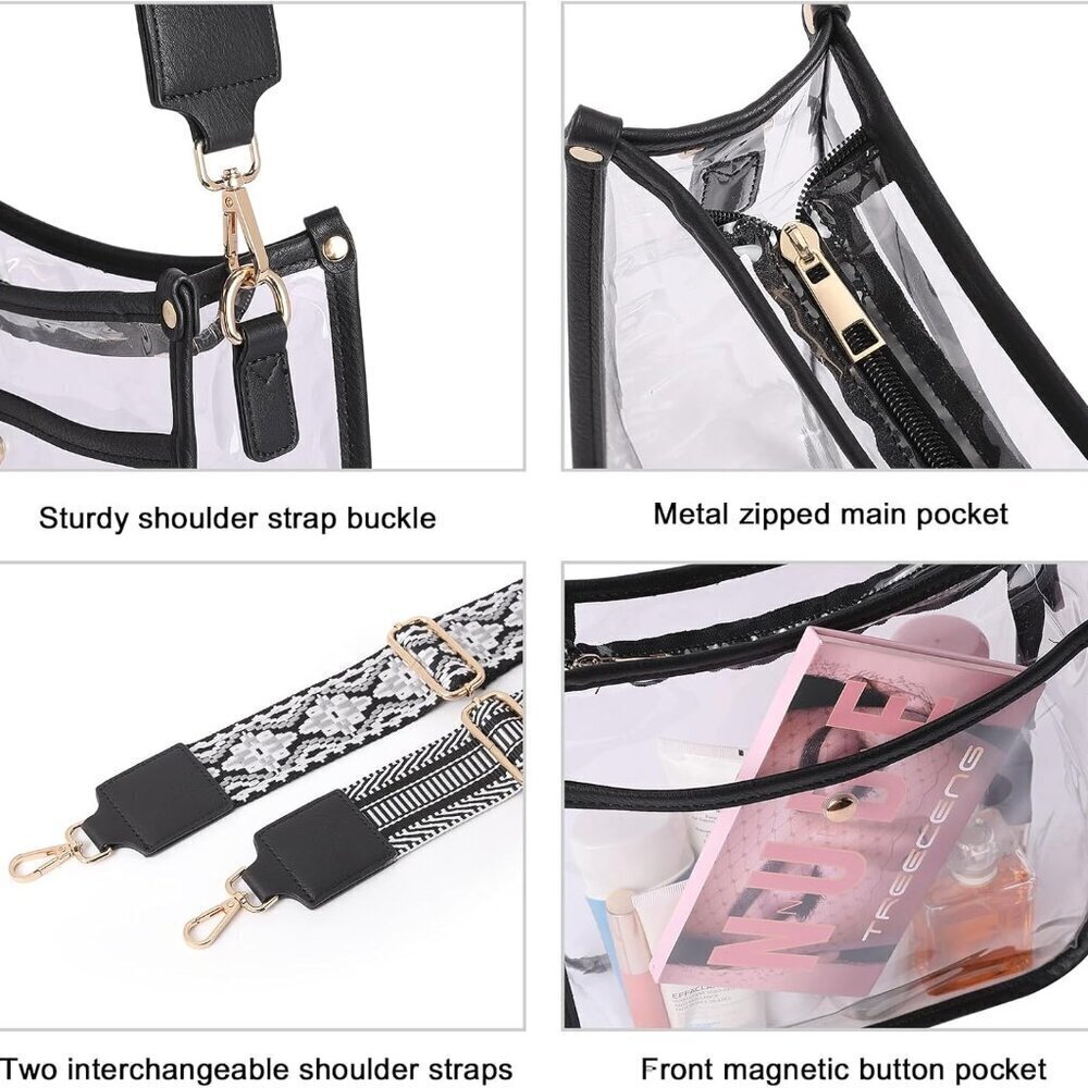 Clear Purse Stadium Approved Crossbody Bag Women Adjustable Strap Compact - Picture 4 of 7